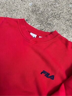 90’s vintage FILA Men's Red Crewneck Sweatshirt